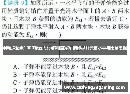羽毛球超级1000赛五大比赛策略解析 助你提升竞技水平与比赛表现